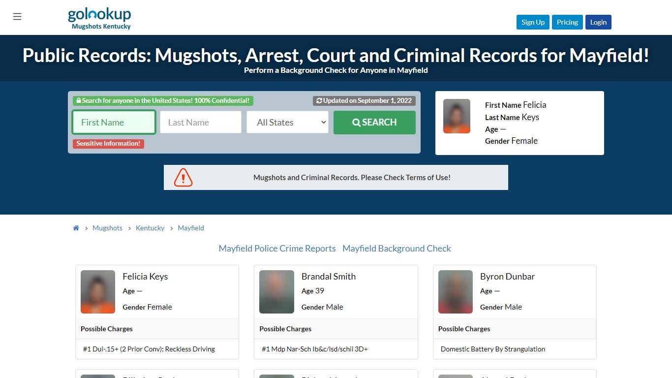 Mugshots Mayfield, Arrest Records Mayfield - golookup.com